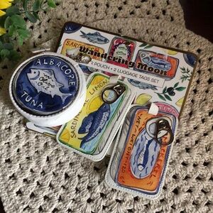 Wandering Moon SARDINE Design Zipper Pouch and Luggage Tags Set
